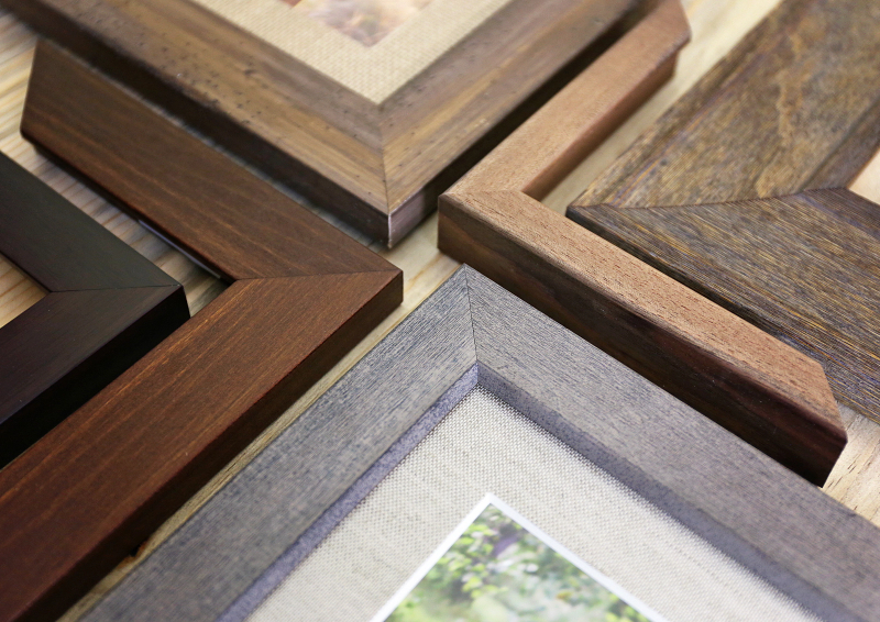 A variety of frame samples in different colors from our frame store in Pasadena.