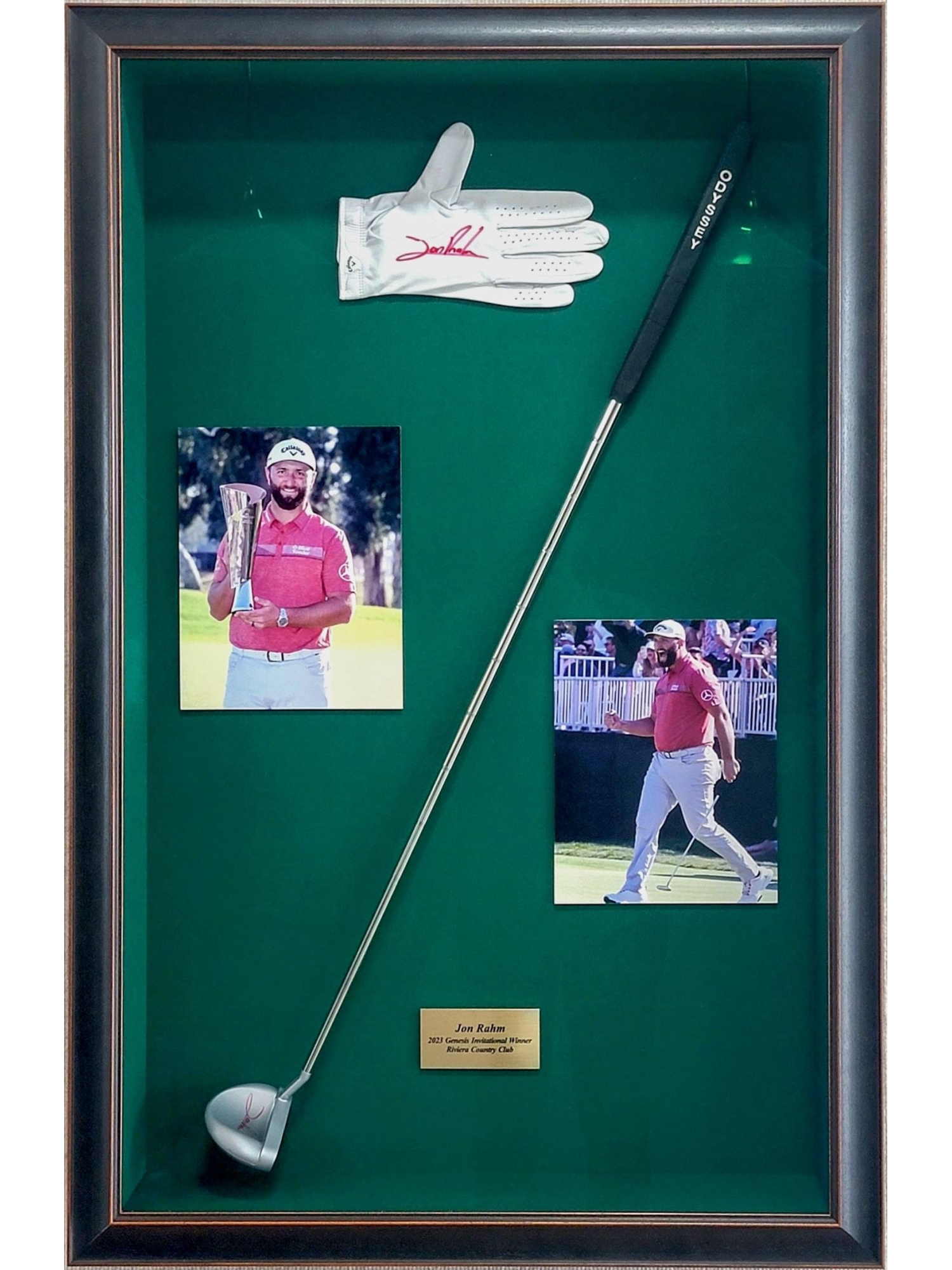 A custom golf memorabilia shadow box frame.