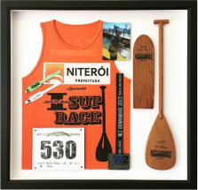 Sports memorabilia in a frame