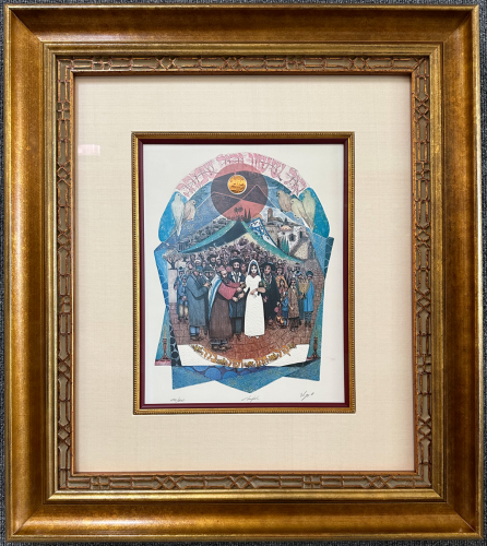 Beveled artistic frame and light mat.