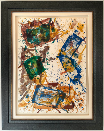 Expressionistic art with a dark custom picture frame.