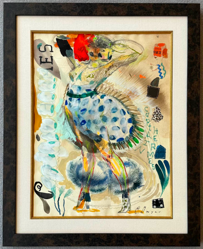 Modern abstract art in a modern, personalized dark frame with light mat.