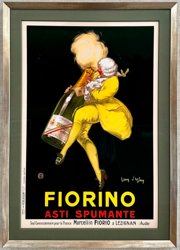 Old Spumante poster in a frame with matting.