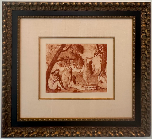 Sepia print in a custom picture frame.